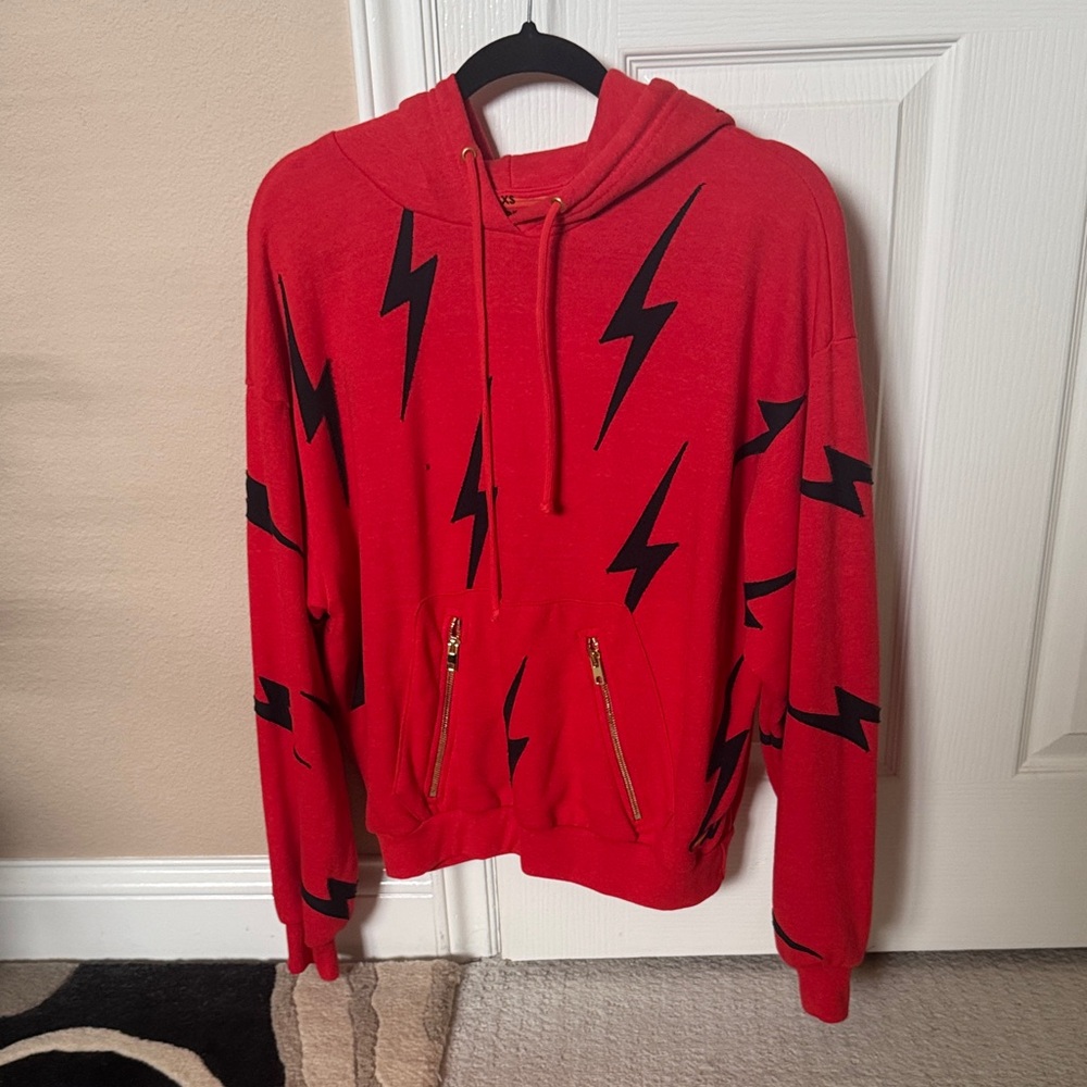 Aviator Nation Red Lighting Bolt Hoodie Size Extra Small